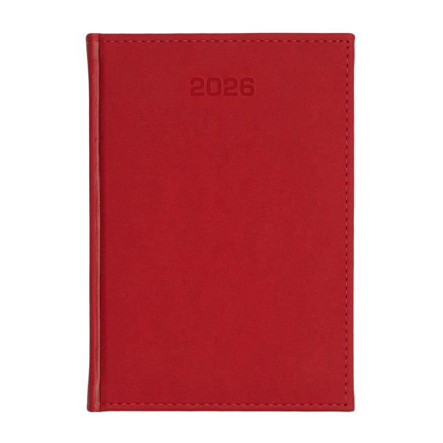 Kalendarz książkowy A5 dzienny Velour Czerwony