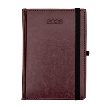 Kalendarz książkowy A5 tygodniowy Nebraska z gumką Bordowy