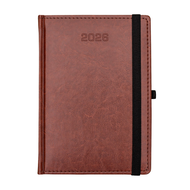 Kalendarz książkowy A5 tygodniowy Nebraska z gumką Brąz