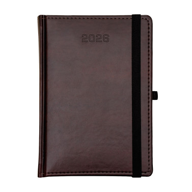 Kalendarz książkowy A5 tygodniowy Nebraska z gumką Ciemnobrązowy