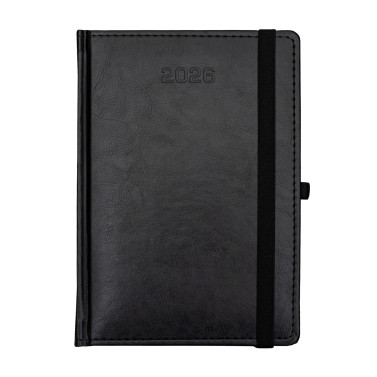 Kalendarz książkowy A5 tygodniowy Nebraska z gumką Czarny