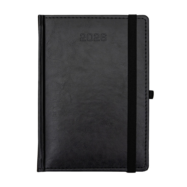 Kalendarz książkowy A5 tygodniowy Nebraska z gumką Czarny