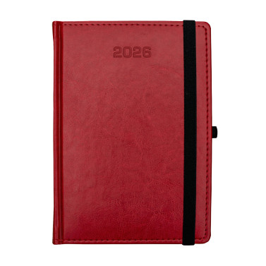 Kalendarz książkowy A5 tygodniowy Nebraska z gumką Czerwony