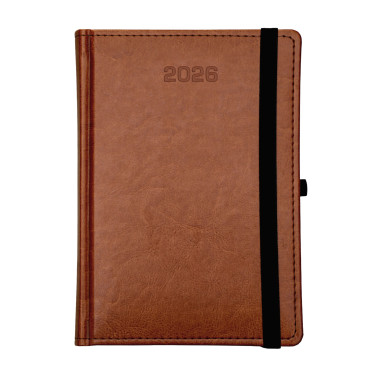 Kalendarz książkowy A5 tygodniowy Nebraska z gumką Jasnobrązowy