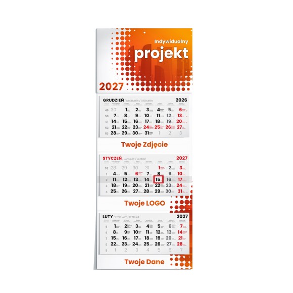 Kalendarz trójdzielny PREMIUM z wypukłą główką – gadżet reklamowy z nadrukiem