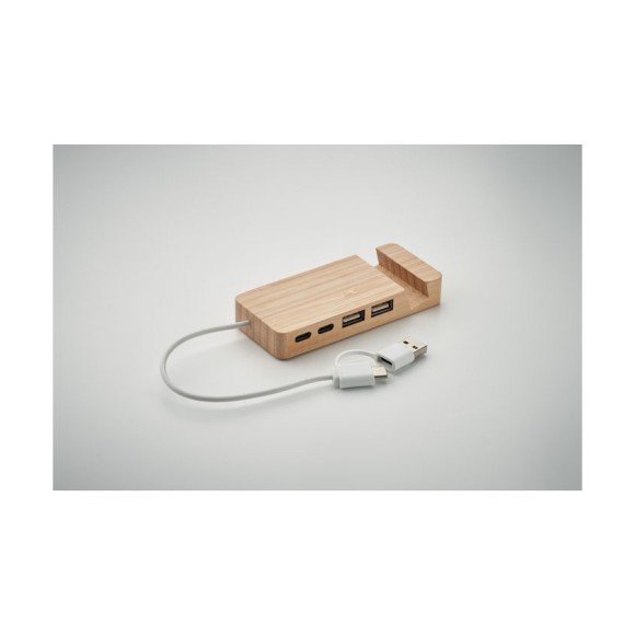 4-portowy bambusowy hub USB HUBSTAND 4-portowy bambusowy hub USB HUBSTAND