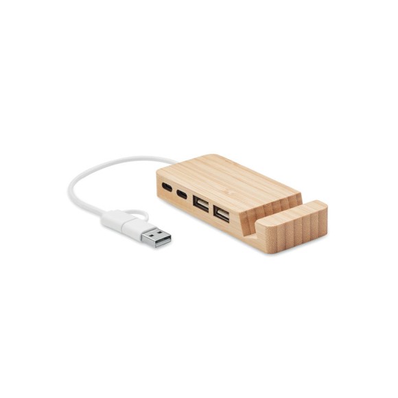 4-portowy bambusowy hub USB HUBSTAND 4-portowy bambusowy hub USB HUBSTAND