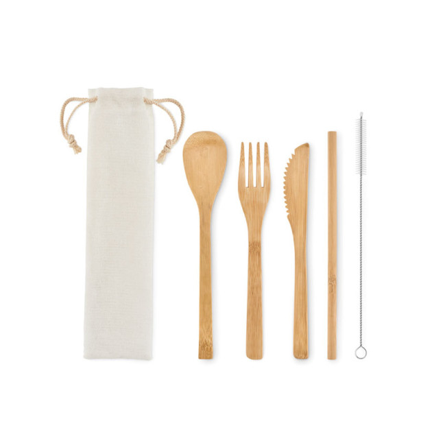 Bambusowe sztućce + słomka SETSTRAW