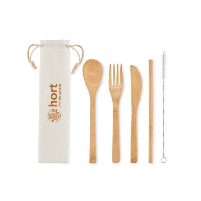 Bambusowe sztućce + słomka SETSTRAW