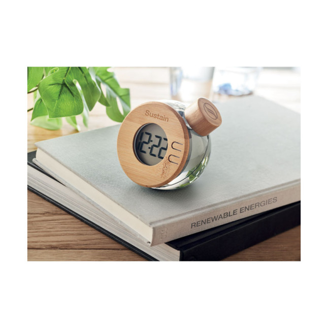 Bambusowy wodny zegar LCD DROPPY LUX