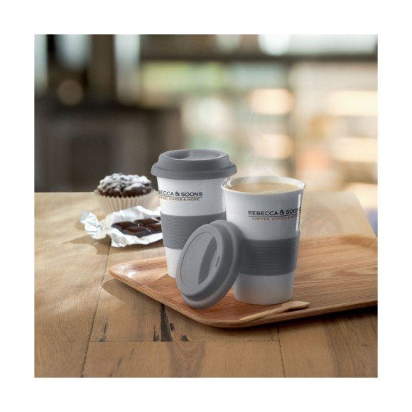 Ceramiczny kubek z przykrywką TRIBECA Ceramiczny kubek z przykrywką TRIBECA