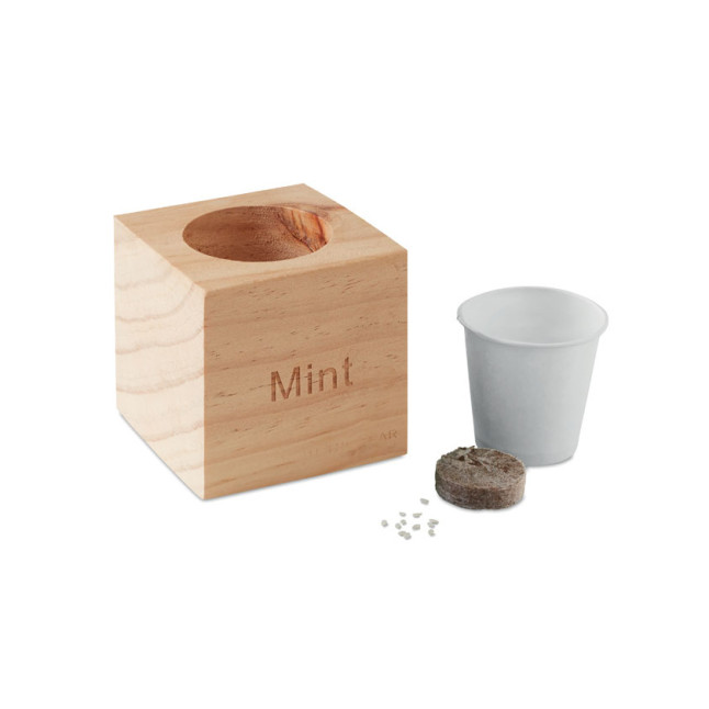 Drewniany pojemnik z ziołami MENTA