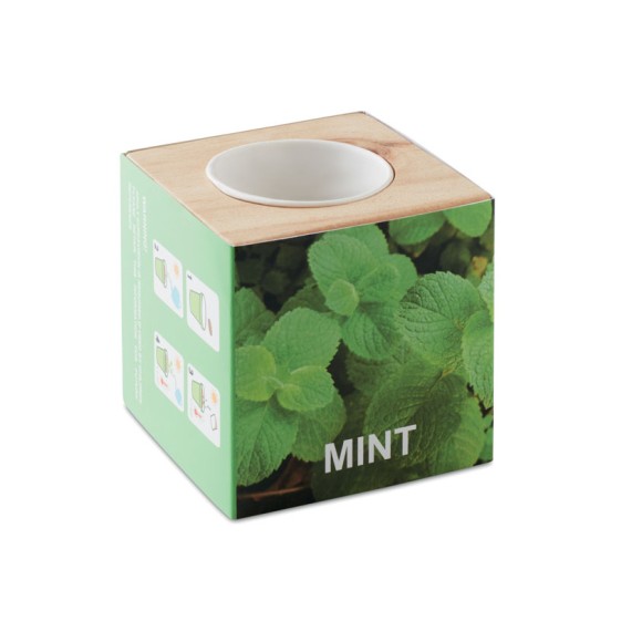 Drewniany pojemnik z ziołami MENTA