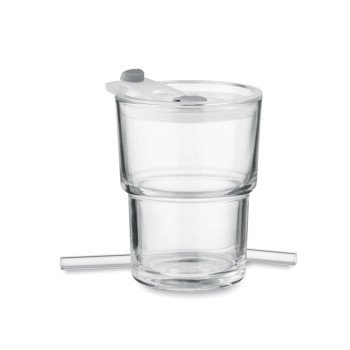 Szklany kubek ze słomką 400ml SIP