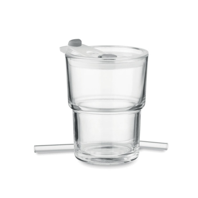 Szklany kubek ze słomką 400ml SIP