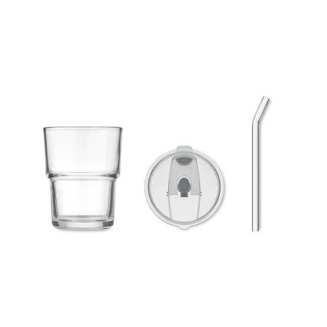 Szklany kubek ze słomką 400ml SIP