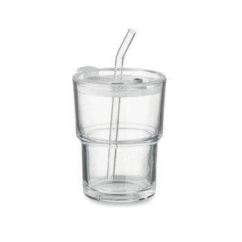 Szklany kubek ze słomką 400ml SIP