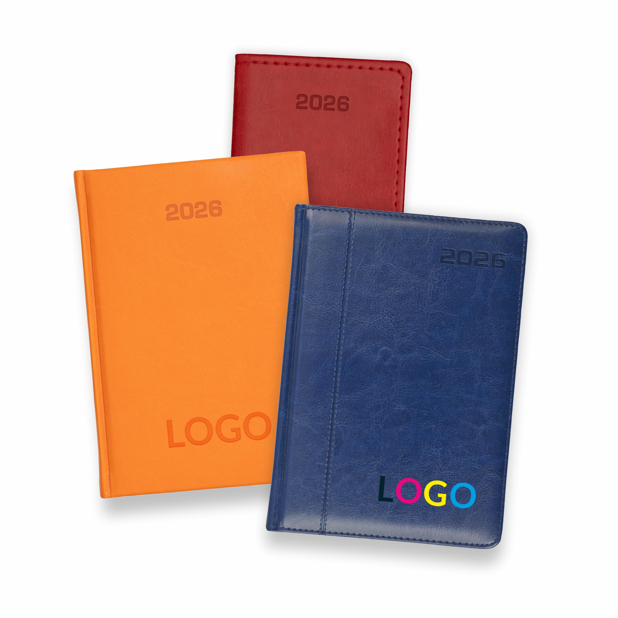 Kalendarze B6 dzienne i A6 tygodniowe kieszonkowe z logo firmy